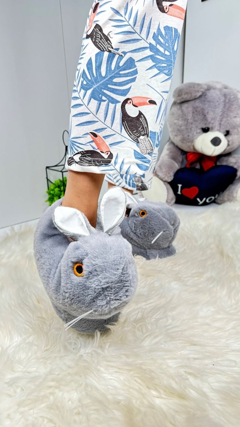 Nstil Women's Panduf Rabbit Figured Plush Home Boots Patterned Flat Sole Comfortable Lightweight 359 - Image 3