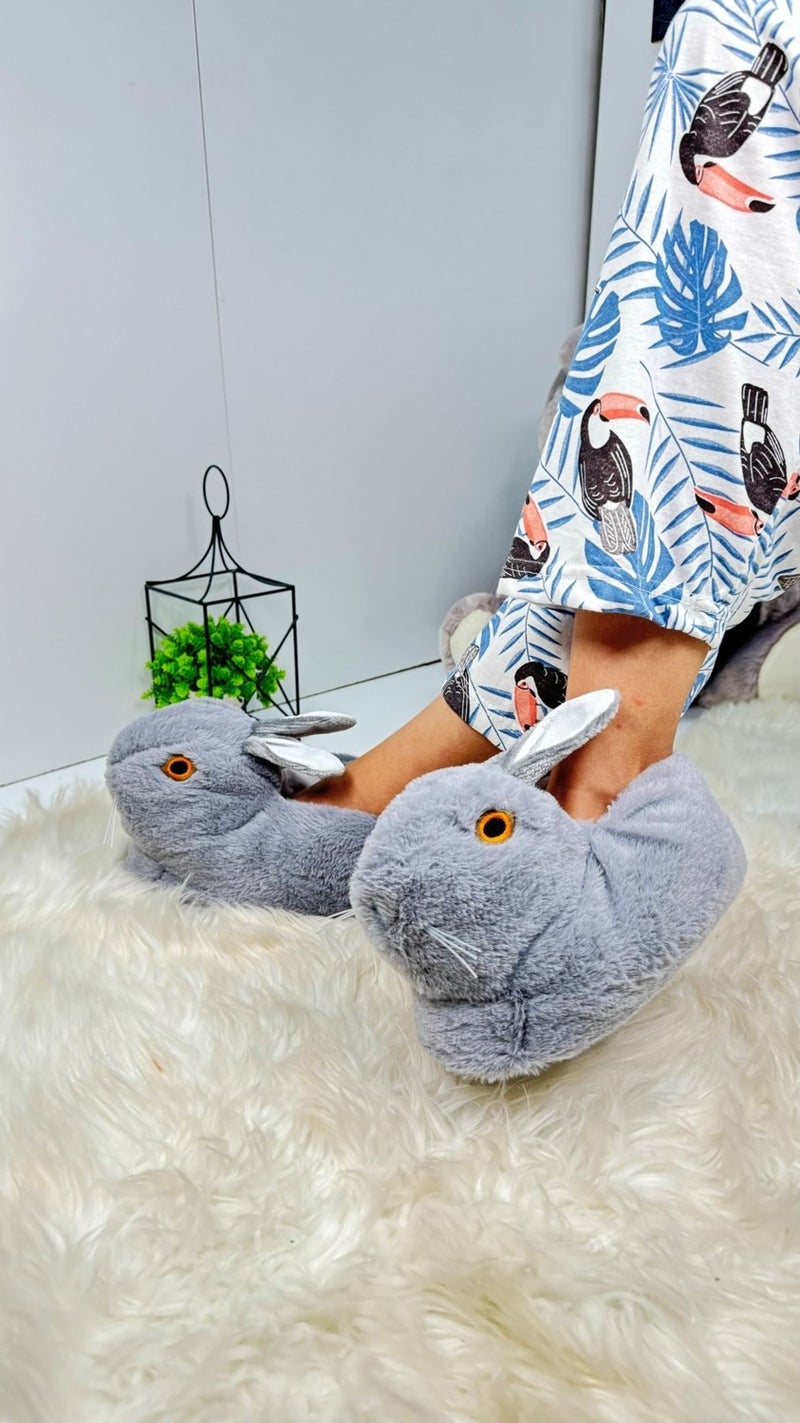 Nstil Women's Panduf Rabbit Figured Plush Home Boots Patterned Flat Sole Comfortable Lightweight 359 - Image 1
