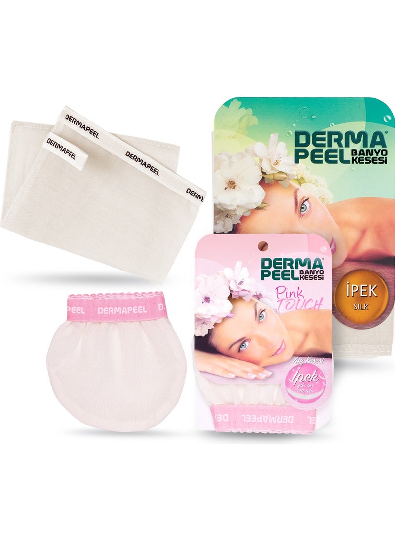 Dermapeel - Natural Silk Bath Scrub Pink Touch Facial Scrub Set - Image 1