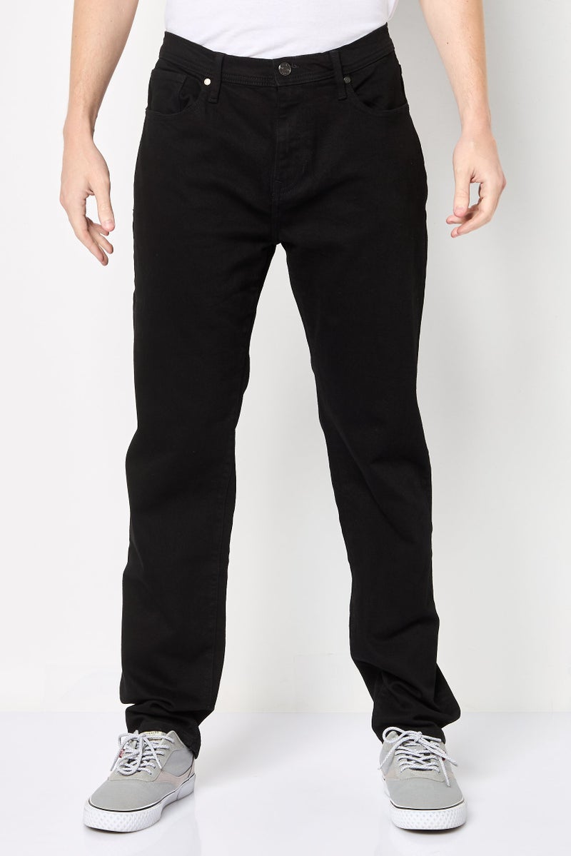 DKNY Men Regular Fit Plain Stretchable Jeans, Black - Image 1