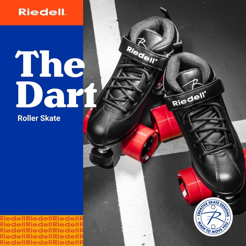 Riedell Dart Roller Skates for Men and Women - Black Speed Skates with Precision Fit and Matching Color Wheels - Image 2