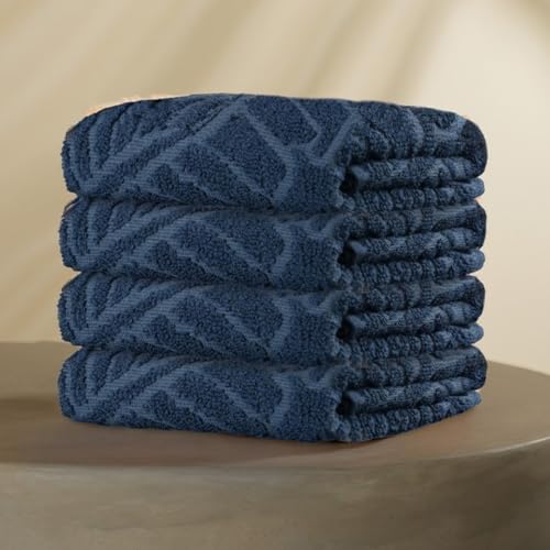 MUSA Banana Face Towels | 400 GSM | Terry Face Towel Set of 4 with Free Bag | Super Soft & Ultra Absorbent Towels for Facewash | Face Towel for Women, Men (Midnight Blue) - Image 1