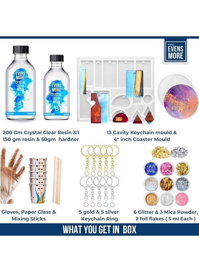 EVENS MORE Diy Resin Keychain Pendent Making Kit With 200Gm Resin Mica Glitter (Keychain Kit), Multicolor - Image 2