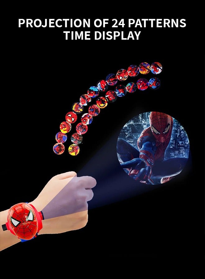 GROIC Kids Watch with 24 Spiderman Projection Patterns Cartoons Kids Digital Wrist Watch Toys with Adjustable Strap Projector Watch - Image 3