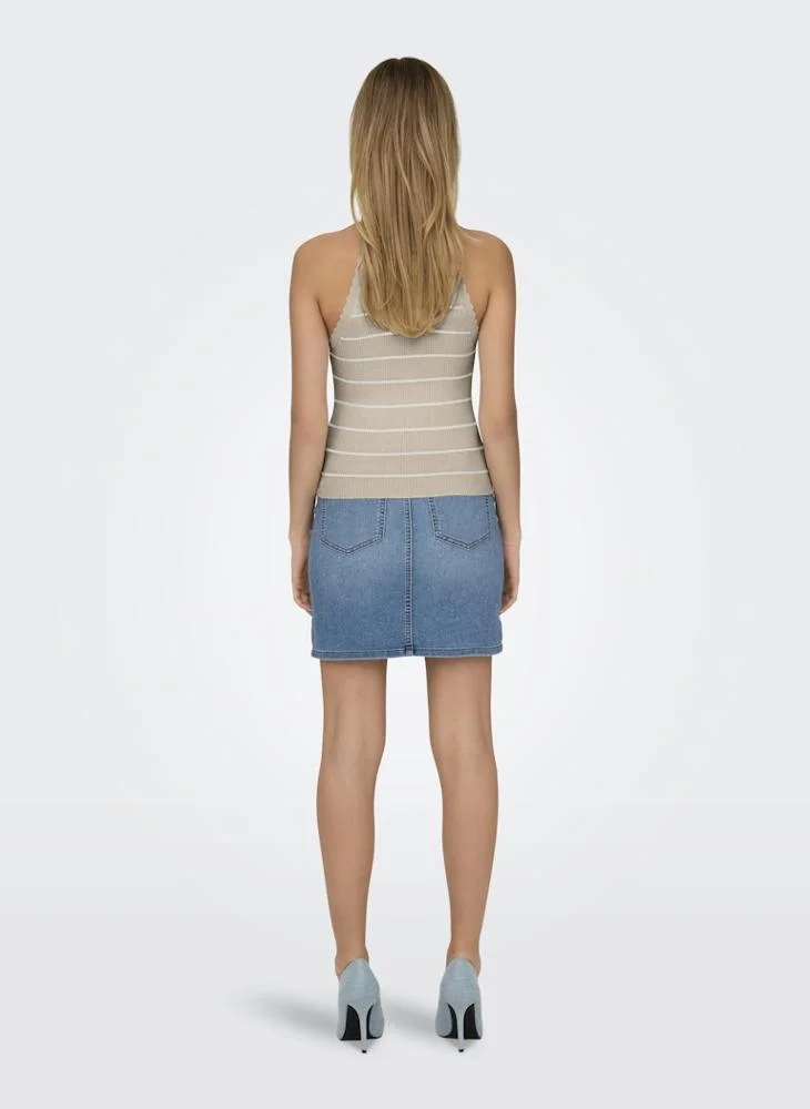 ONLY Onlgemma Scallop Stripe O-Neck Top