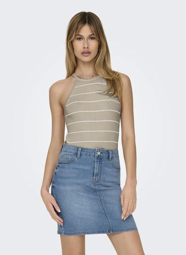 ONLY Onlgemma Scallop Stripe O-Neck Top
