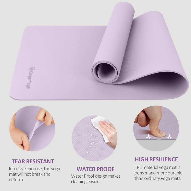 Gruper Yoga Mat Non Slip, 72"L x 24"W x 0.24"/0.32"TH, Anti-Tear Exercise Mat with Carrying Strap and Bag, Pro TPE Yoga Mats for Women, Workout Mats for Home, Pilates and Floor Exercises - Image 3