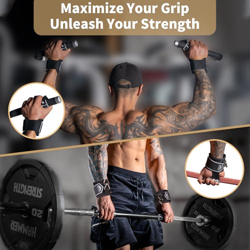 MOST GRIP أحزمة معصم مانعة للانزلاق Drip Glue لرفع الأثقال، أحزمة رفع 2 في 1 مع حلقات D لتمارين جهاز الكابل، أشرطة معصم مبطنة من النيوبرين بسمك 10 مم لرفع الأثقال والديدليفت (أسود-أبيض، M (6.3-8.3Inch)) - Image 4