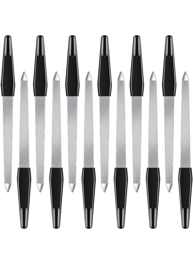 Mudder 12 Pcs Metal Nail File 6.7 Inch Nail File Stainless Steel Nail File Double Sides Metal Sapphire File With Anti Slip Handle Fingernails Toenails Manicure File For Woman And Men (Black) - Image 2