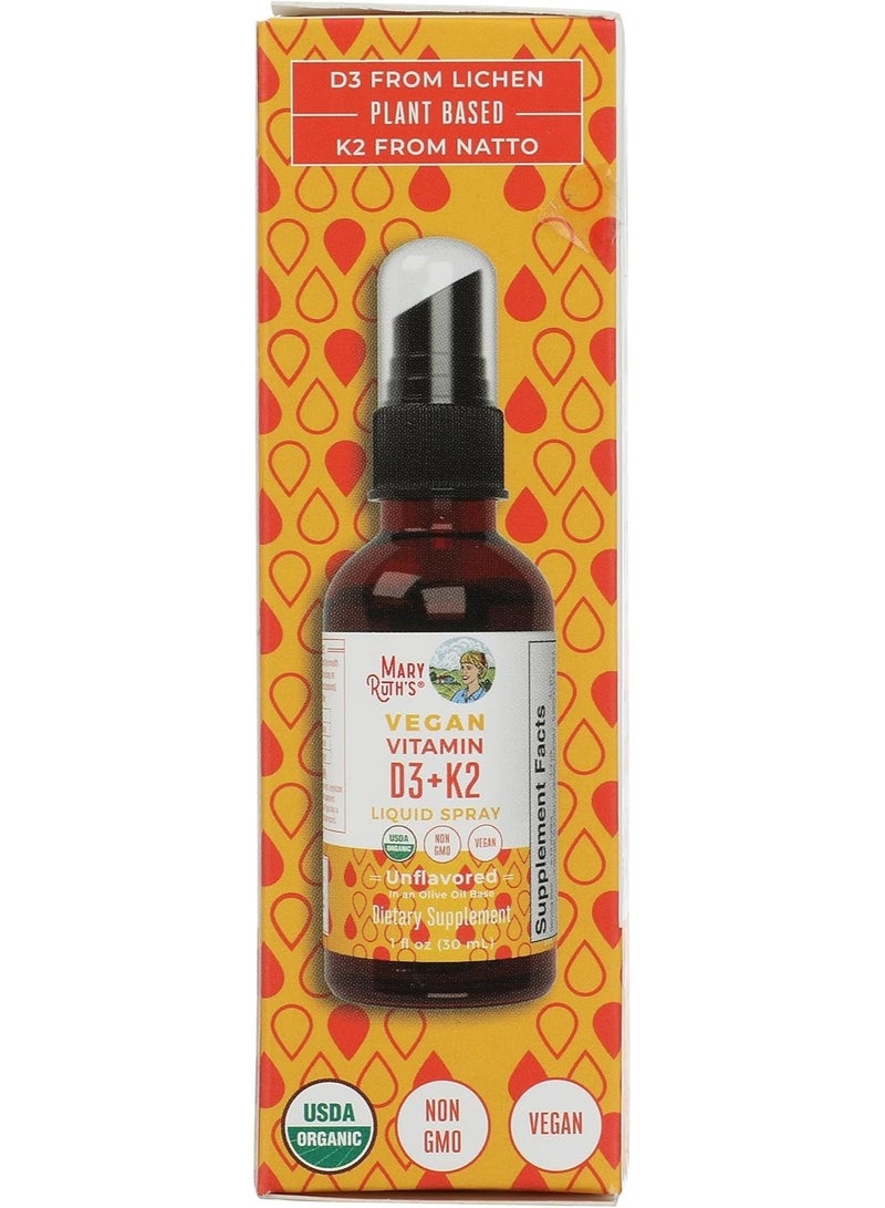 MaryRuth's Vegan Vitamin D3 + K2 Liquid Spray, Unflavored, 1 fl oz (30 ml) - Image 2
