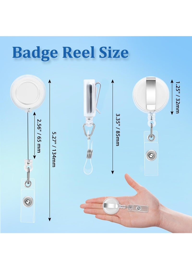5 pcs Badge Reels with Metal Belt Clip, Retractable ID Badge Holder Reel for Hanging Name Tags ID Cards, Keys