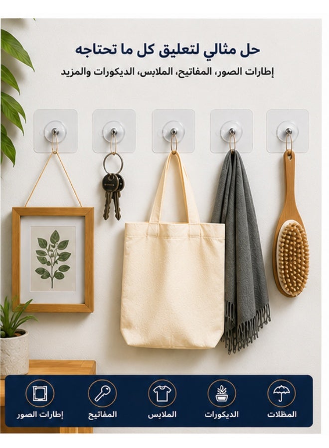 20-Piece Invisible Drill-Free Picture Hanger Set – Heavy-Duty Transparent Adhesive Wall Hooks for Picture Frames, Decorations, Keys & More, Holds Up to 5 kg - Image 2