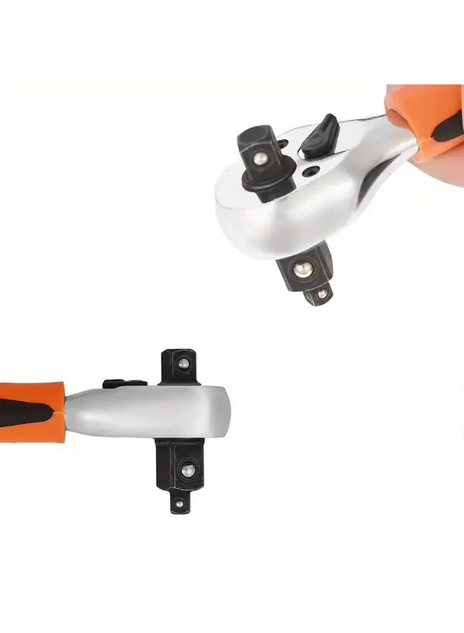 3 In 1 Ratchet Handle 1 4 3 8 1 2 Inch 72 Tooth Reversible Socket Wrench Chromium Vanadium Steel - Image 3