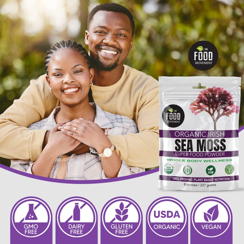 The Food Movement Co. Organic Raw Irish Sea Moss Powder - Mineral Dense Superfood for Cellular Health, Thyroid and Immune Support, Detox - Vegan and Kosher Algae Trace Minerals - Image 4
