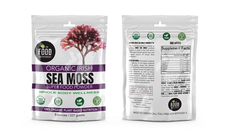 The Food Movement Co. Organic Raw Irish Sea Moss Powder - Mineral Dense Superfood for Cellular Health, Thyroid and Immune Support, Detox - Vegan and Kosher Algae Trace Minerals - Image 2