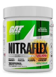 GAT Sport Nitraflex Thermogenic Pre-Workout, Apple Melon Flavor, 215g