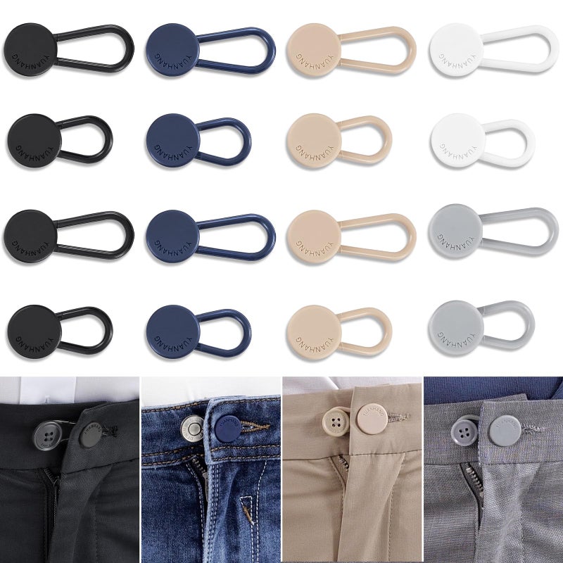 YUANHANG Pants Waist Button Extender 16Pcs Button Extenders for Jeans  Women Men Pants Waist Extenders  Pants Waist Extension 113 Inches  5 Colors Pant Waistband Expander