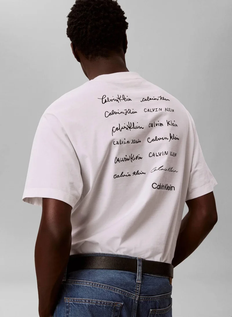 Calvin Klein Jeans Bright White Relaxed Script Logo T-Shirt for Men | Best Price UAE
