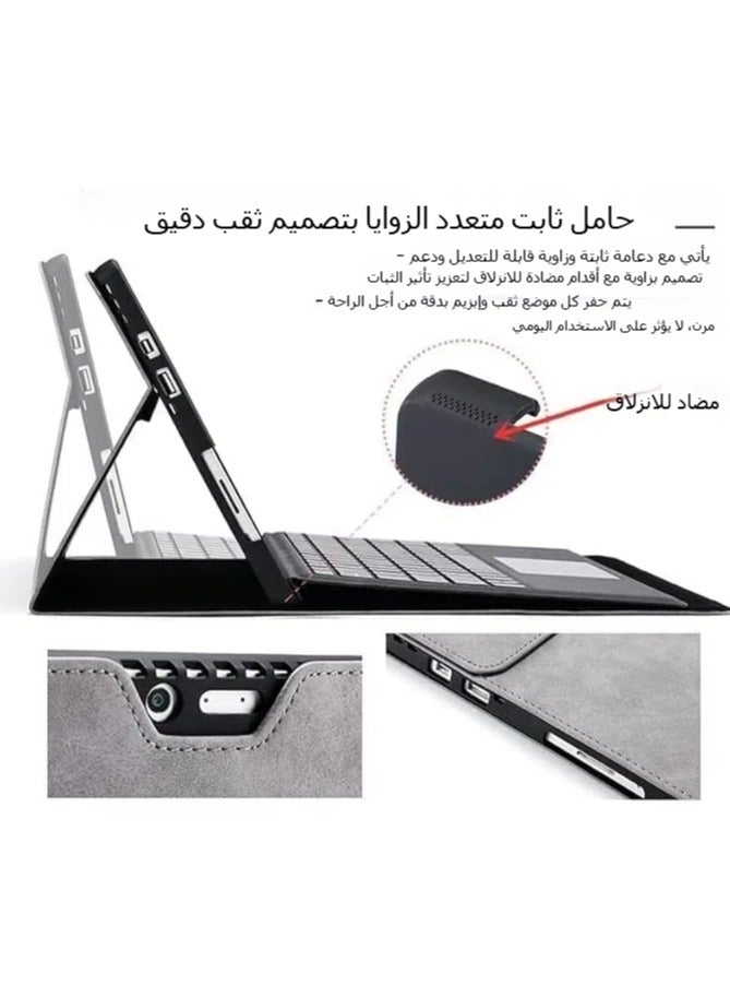 حافظة واقية لجهاز Surface Pro 11/Pro 10/Pro 9، غطاء مقاوم للصدمات بتصميم فوليو قابل للطي، متوافق مع لوحة المفاتيح Type Cover، غطاء فخم للأعمال مع حامل قلم. - Image 5