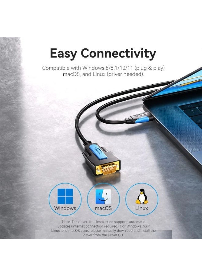 VENTION USB to RS232 Serial Adapter Black 1M Model# VAS-C02-B100 - Image 4