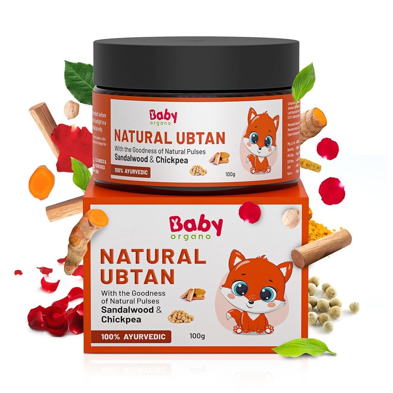 BabyOrgano BabyOrgano Natural Ubtan for Skin Tan Removal 100 Ayurvedic Bath Powder for Babies Kids Women With Green Gram Sandalwood Turmeric Glowing Soft Skin Chemical Free FDCA Approved 100g - Image 1