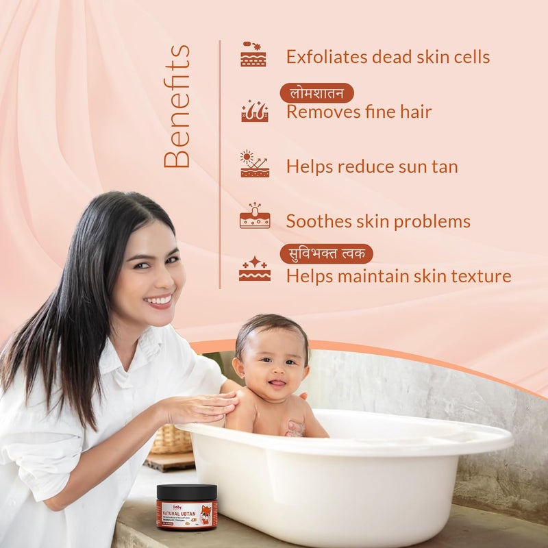 BabyOrgano BabyOrgano Natural Ubtan for Skin Tan Removal 100 Ayurvedic Bath Powder for Babies Kids Women With Green Gram Sandalwood Turmeric Glowing Soft Skin Chemical Free FDCA Approved 100g - Image 3