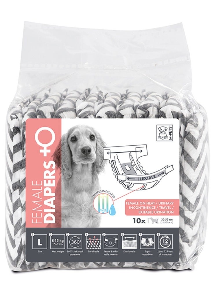 حفاضات أنثى للكلاب مقاس L 10 عبوات
