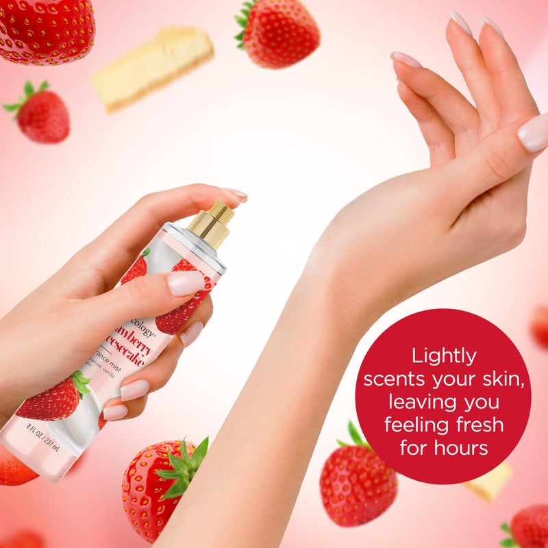 Bodycology باديكولوجي رذاذ الجسم المعطر طويل الأمد، كعكة الجبن بالفراولة، 8 أونصة سائلة - Image 3