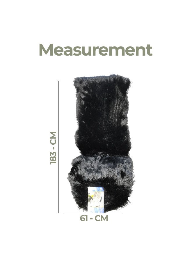 Spider Black Artificial Sheepskin Car Seat Cover Full Set Soft Fur Cushion Universal Fit SN10225 - Image 5