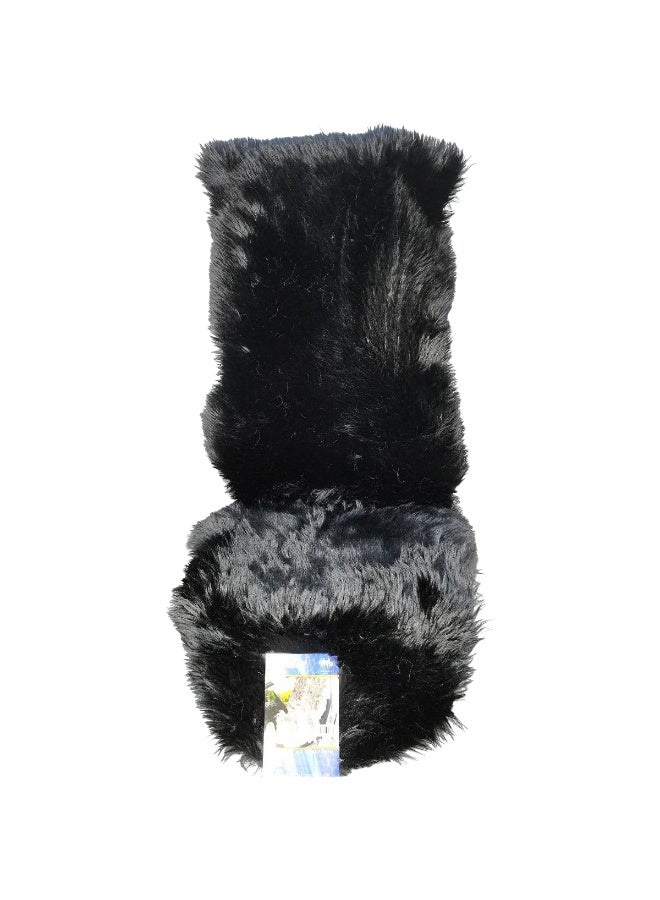 Spider Black Artificial Sheepskin Car Seat Cover Full Set Soft Fur Cushion Universal Fit SN10225 - Image 3