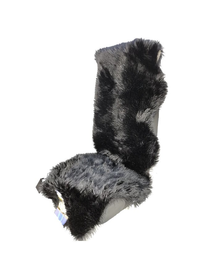 Spider Black Artificial Sheepskin Car Seat Cover Full Set Soft Fur Cushion Universal Fit SN10225 - Image 1