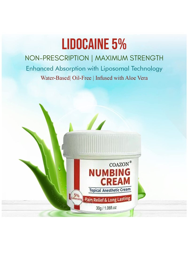 COAZON - Numbing Cream , Topical Anesthetic Cream For Tattoo Laser Piercing Waxing , Relieves of Local Discomfort Itching Pain Soreness or Burning 30g - Image 1