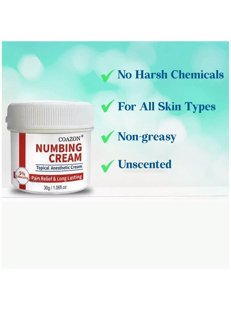 COAZON - Numbing Cream , Topical Anesthetic Cream For Tattoo Laser Piercing Waxing , Relieves of Local Discomfort Itching Pain Soreness or Burning 30g - Image 1