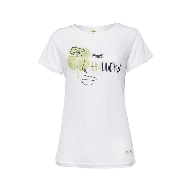 Faces Lucky  Women's T-Shirt, Cotton Material, Custom Design, Size M - Image 1