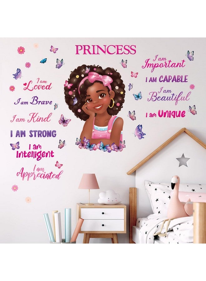DECOWALL SG2-2405 Black Girl Magic Wall Stickers Decals Kids Girls Room Little Bedroom Decorations Art Princess Toddler Butterfly Nursery Pink Décor Peel and Stick Baby Positive Saying Inspirational - Image 2