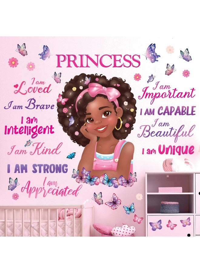 DECOWALL SG2-2405 Black Girl Magic Wall Stickers Decals Kids Girls Room Little Bedroom Decorations Art Princess Toddler Butterfly Nursery Pink Décor Peel and Stick Baby Positive Saying Inspirational - Image 1