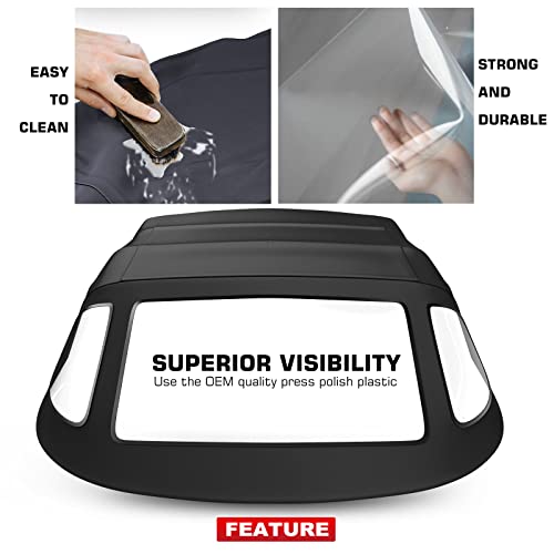 A-Premium غطاء قماش ناعم قابل للتحويل باللون الأسود مع نافذة بلاستيكية شفافة متوافق مع مرسيدس-بنز R107 سلسلة 380SL 1981-1985 450SL 1975-1980 560SL 1986-1989 - Image 4