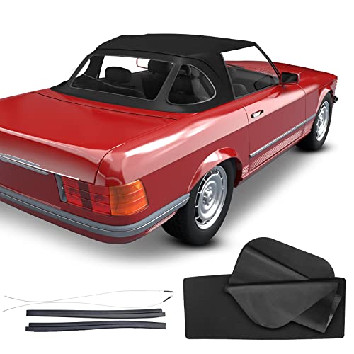 A-Premium غطاء قماش ناعم قابل للتحويل باللون الأسود مع نافذة بلاستيكية شفافة متوافق مع مرسيدس-بنز R107 سلسلة 380SL 1981-1985 450SL 1975-1980 560SL 1986-1989 - Image 1