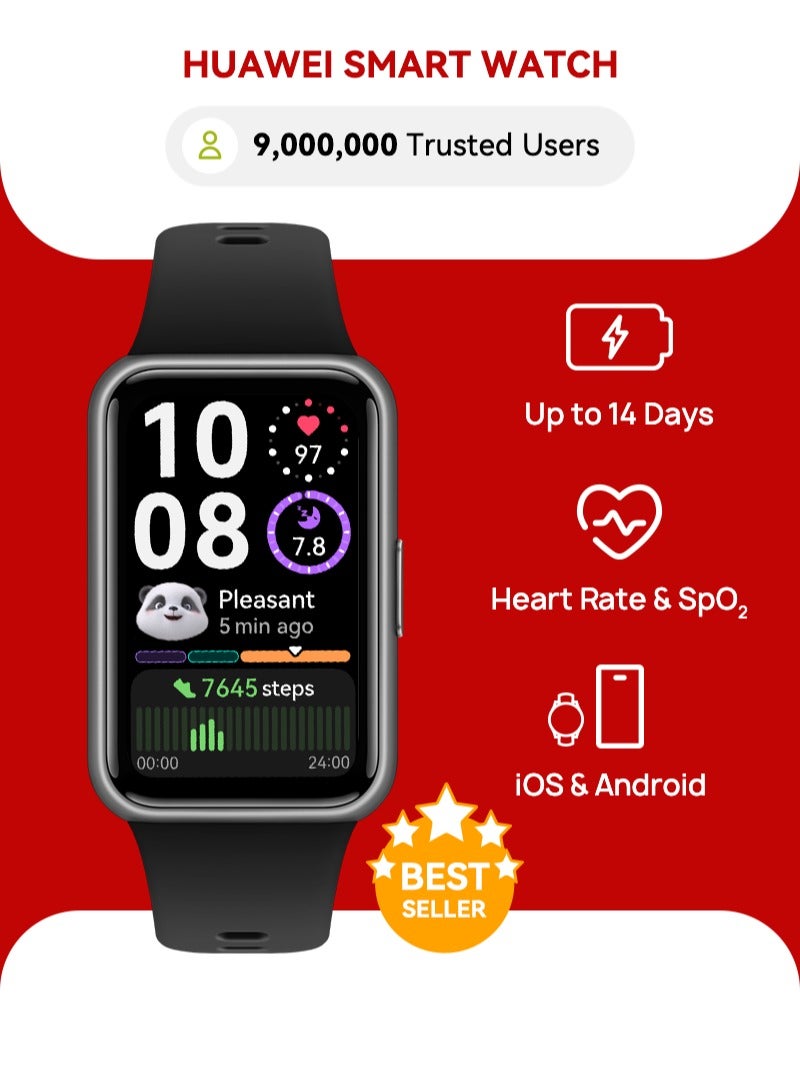 HUAWEI Band 11 Health and Fitness Tracker, Smart Watch, 24/7 Health Intelligence, HRV, Sleep Tracking, Stress Monitor, Emotional Wellbeing, Ultra-Slim, iOS & Android, Up to 14 Days Battery Life Black - Image 1