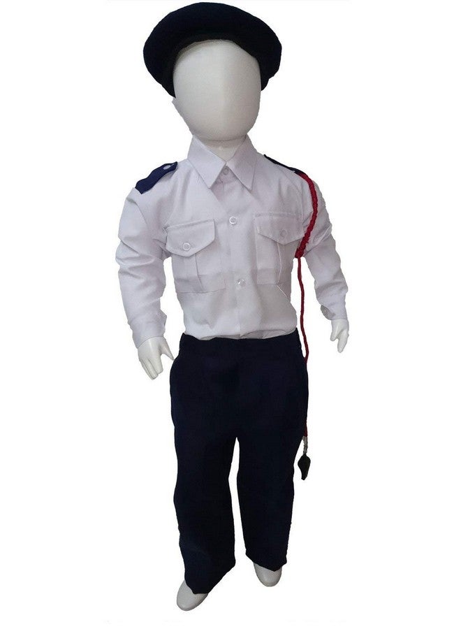 بوك ماي كوستيوم زي تنكري لشرطي المرور مع قبعة وصفارة من BookMyCostume - أزرق/أبيض، مناسب للأطفال من عمر ١٢ إلى ١٣ عامًا - Image 1