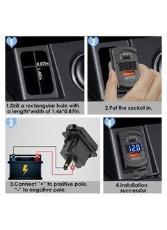 SYOSI USB C Car Charger Socket Rocker Style Switch Replacement, Dual PD and QC3.0 12V/24V Panel Mount USB Outlet with LED Voltmeter for Boat Marine Truck Bus Off Road Vehicles RV Golf Cart, etc.  - Image 5