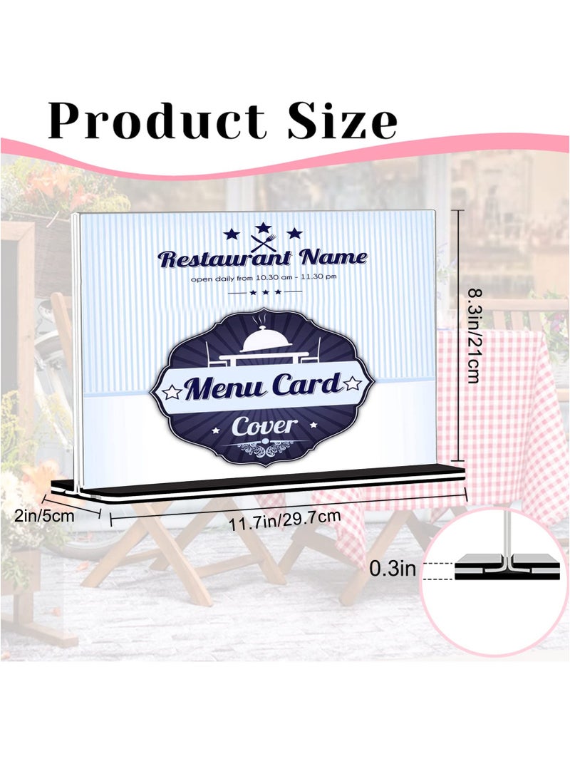 Excefore - Acrylic Sign Holder A4, T Shape Table Top Display Stand, Poster Menu Holder Double Sided Display Stands for Restaurant, Hotel, Promotions, Photo, Documents & More(A4, 6 Pack) - Image 1