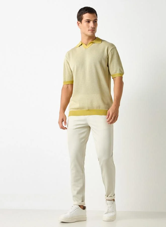 Iconic Iconic Textured Polo T-shirt with Short Sleeves