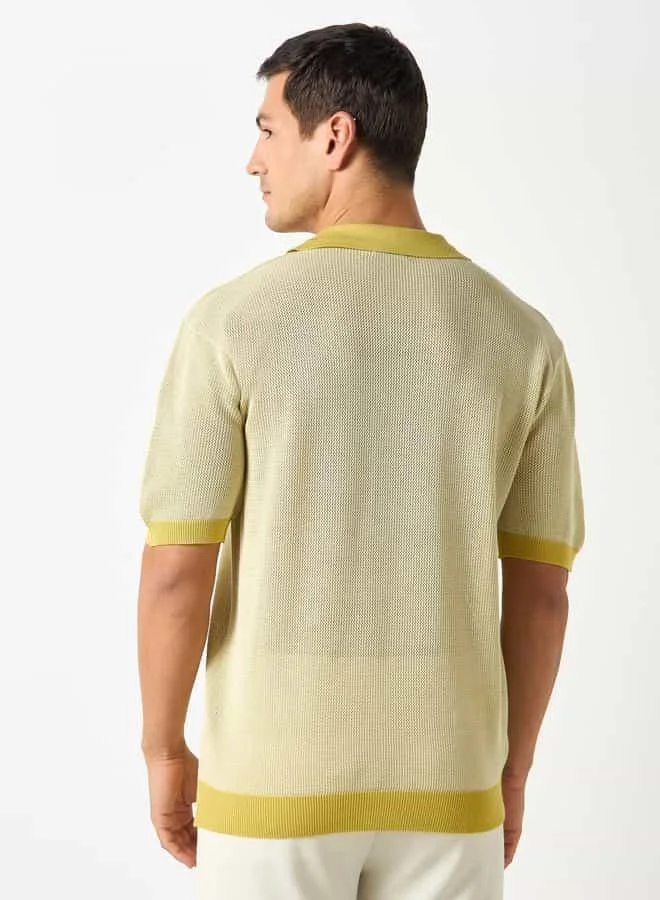 Iconic Iconic Textured Polo T-shirt with Short Sleeves