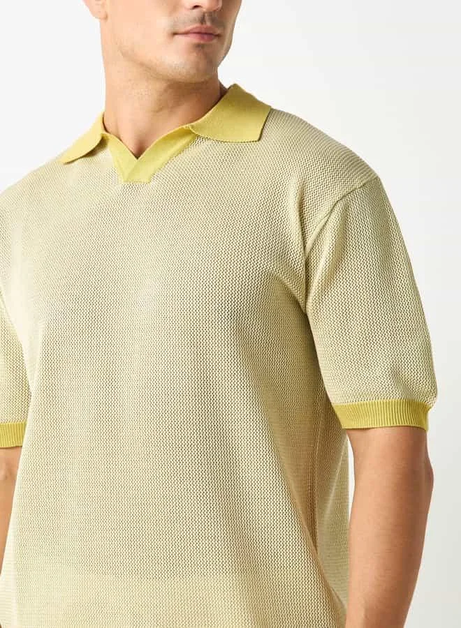 Iconic Iconic Textured Polo T-shirt with Short Sleeves