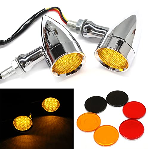 Rich Choices 2pcs Chrome 15 LED Motorcycle Stop Brake Running Turn Signal Indicator Amber Lights For Harley Honda Chopper Chrome with netAmber Light