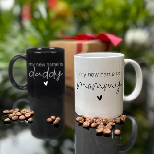 CATABUBU EST 2026 First Time Mommy Daddy to Be Mugs Set Gifts, My New Name is Mommy Daddy New Dad Mom Pregnancy Announcement Gift for Parents to Be, Mothers Farthers Mug Gifts for Parents - Image 4