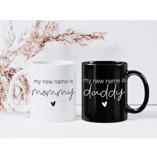CATABUBU EST 2026 First Time Mommy Daddy to Be Mugs Set Gifts, My New Name is Mommy Daddy New Dad Mom Pregnancy Announcement Gift for Parents to Be, Mothers Farthers Mug Gifts for Parents - Image 2