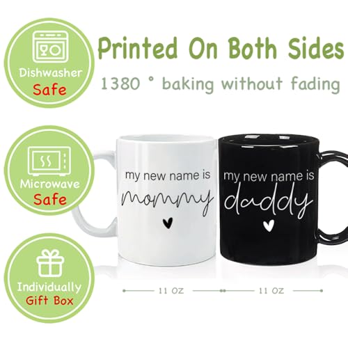CATABUBU EST 2026 First Time Mommy Daddy to Be Mugs Set Gifts, My New Name is Mommy Daddy New Dad Mom Pregnancy Announcement Gift for Parents to Be, Mothers Farthers Mug Gifts for Parents - Image 3