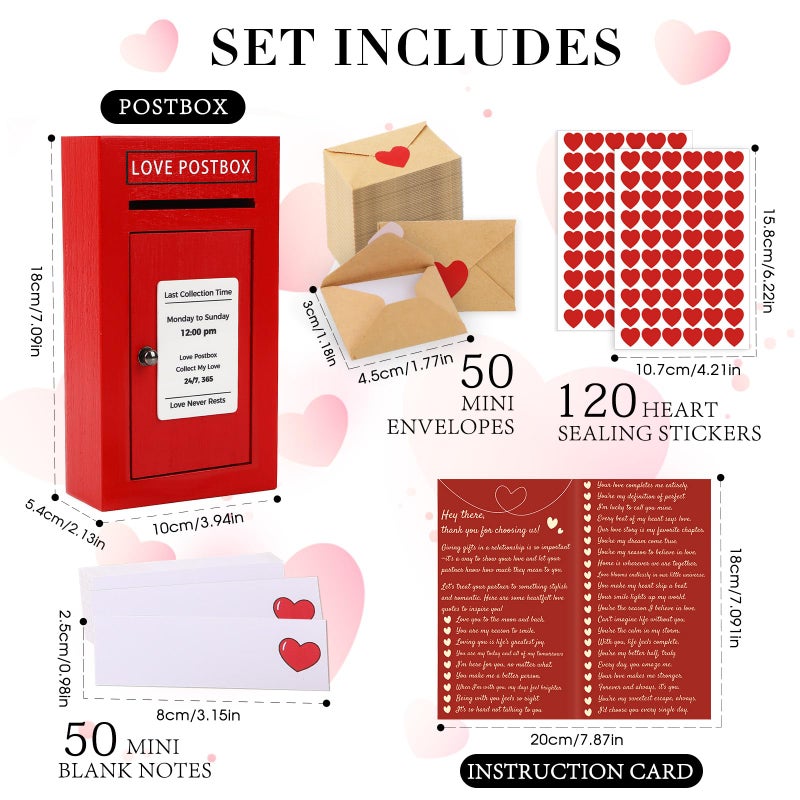 JULEASEL Romantic Love Postbox with 50 Mini Love Notes and Envelopes, Valentines Day Gifts for Him, Cute Valentines Gift for Husband Boyfriend, Vday LoveLetter, Long Distance Relationship Gifts - Image 3